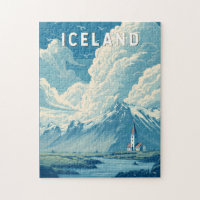 Iceland Illustration Travel Art Vintage