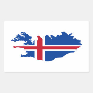 Iceland IS Ísland Flag map Rectangular Sticker