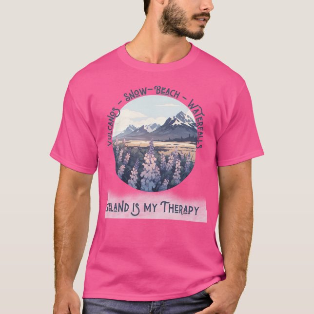 Iceland Is My Therapy - Vulcanos Snow Beach Waterf T-Shirt (Front)