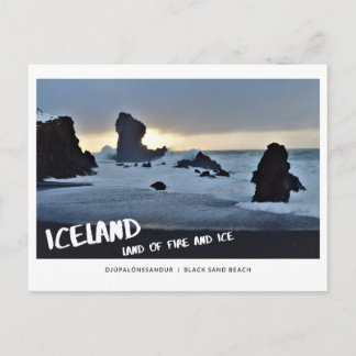 ICELAND land of fire and ice black sand beach Postcard