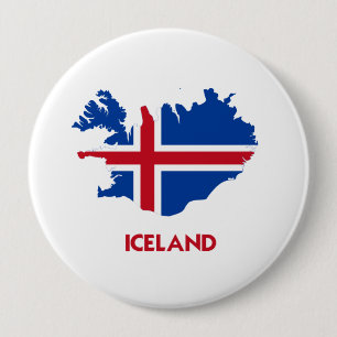 ICELAND MAP 10 CM ROUND BADGE