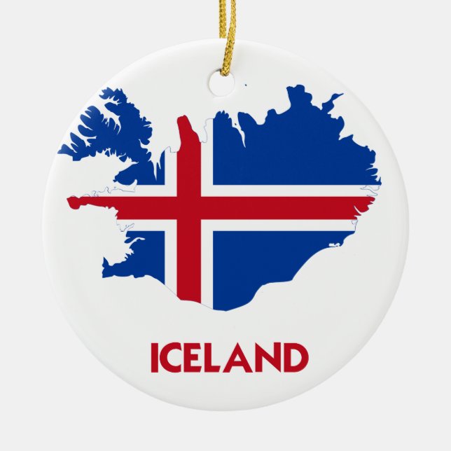 ICELAND MAP CERAMIC TREE DECORATION (Front)