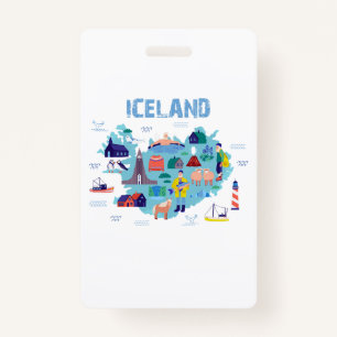 Iceland map ID badge