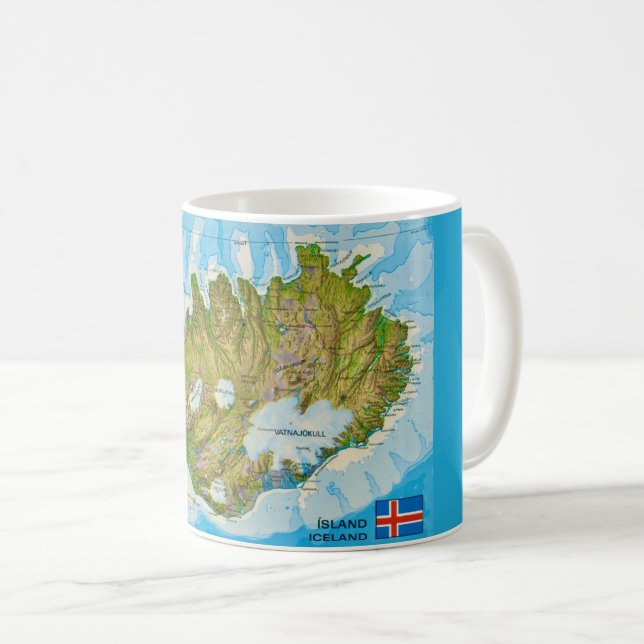 Iceland Map Postcard Coffee Mug (Front Right)