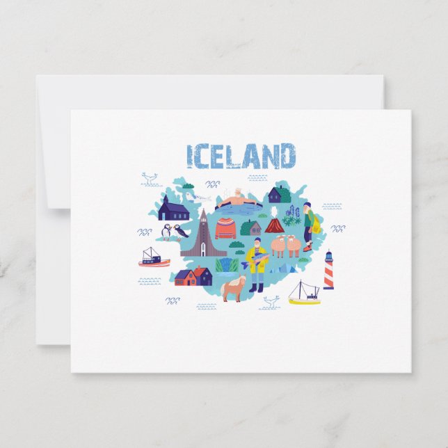 Iceland map RSVP card (Front)