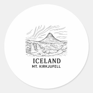 Iceland Mt Kirkjufell Hiking Aurora Borealis Souve Classic Round Sticker