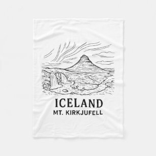 Iceland Mt Kirkjufell Hiking Aurora Borealis Souve Fleece Blanket