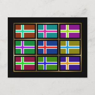 Iceland Multihue Flags Postcard