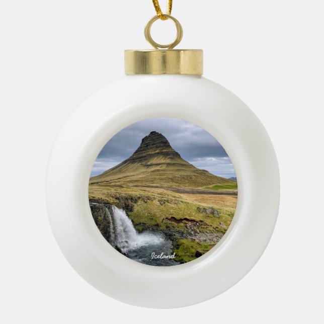 Iceland nature - ceramic ball christmas ornament (Front)