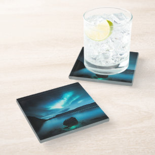 Iceland - Northern Lights at Westfjords, Iceland Glass Coaster