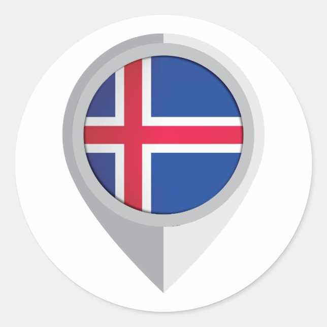 Iceland Pin Location Flag Classic Round Sticker (Front)