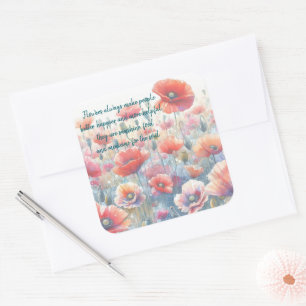 Iceland Poppies & Quote  Square Sticker