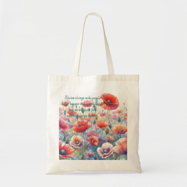 Iceland Poppies & Quote  Tote Bag (Front)