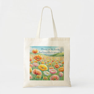 Iceland Poppy Field & Quote Tote Bag