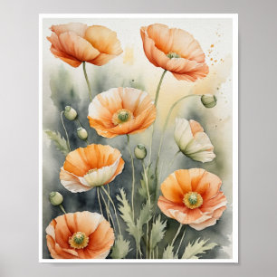Iceland Poppy Flower Painting Water colour Poster