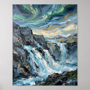 Iceland Poster Luxury Abstract Oil Painting