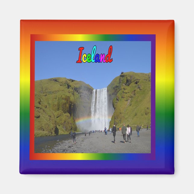 Iceland Rainbow Waterfall  Magnet (Front)