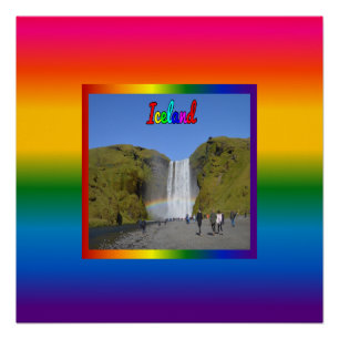 Iceland Rainbow Waterfall  Poster