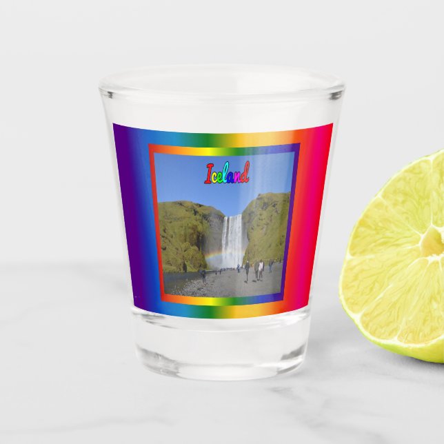 Iceland Rainbow Waterfall  Shot Glass (Front)