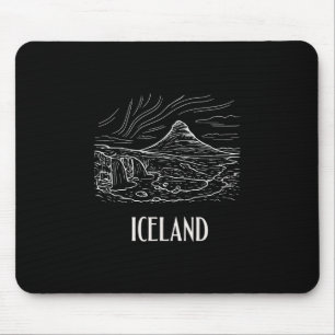 Iceland Retro Art Hiking Aurora Borealis Souvenir Mouse Pad
