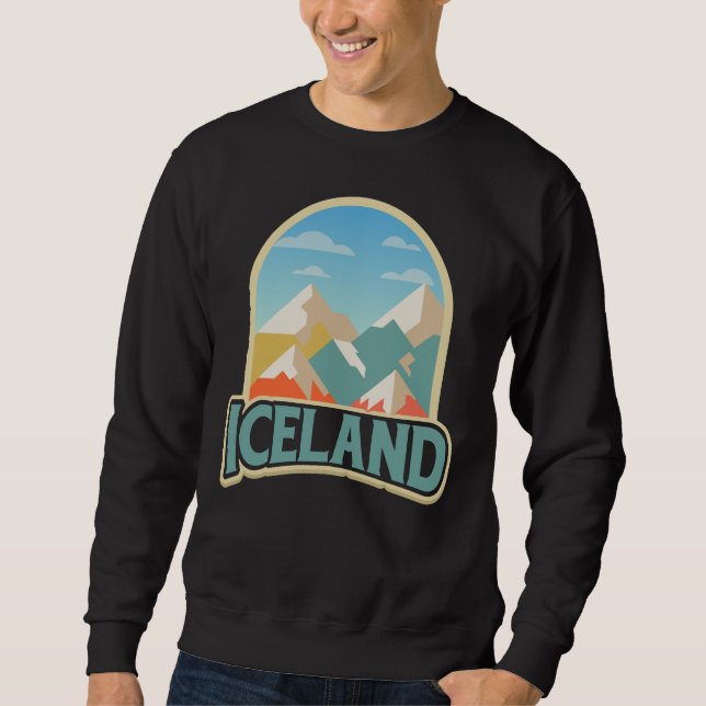 Iceland Retro Vintage Gift Hiking Lover mountains Sweatshirt (Front)