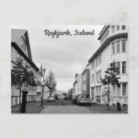 Iceland Reykjavik Street Black White Personalise