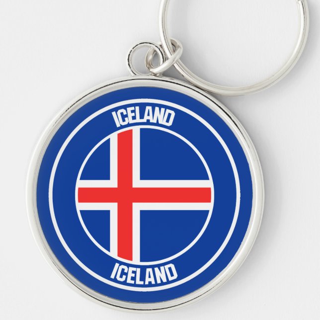Iceland Round Emblem Key Ring (Front)