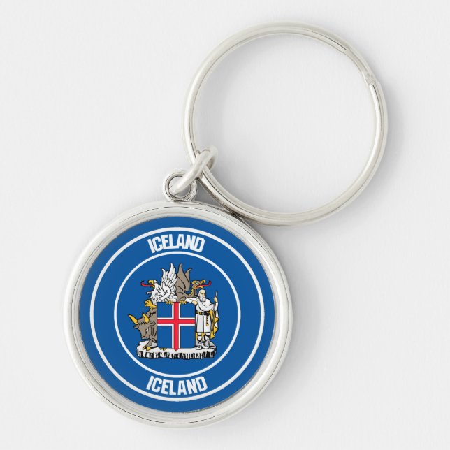 Iceland Round Emblem Key Ring (Front)