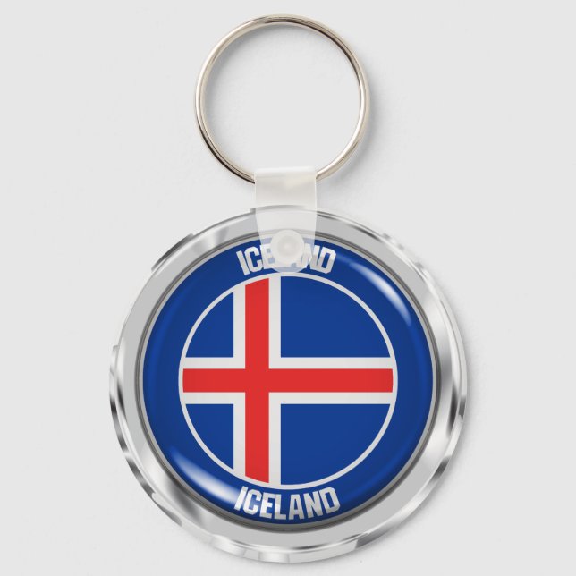 Iceland Round Emblem Key Ring (Front)