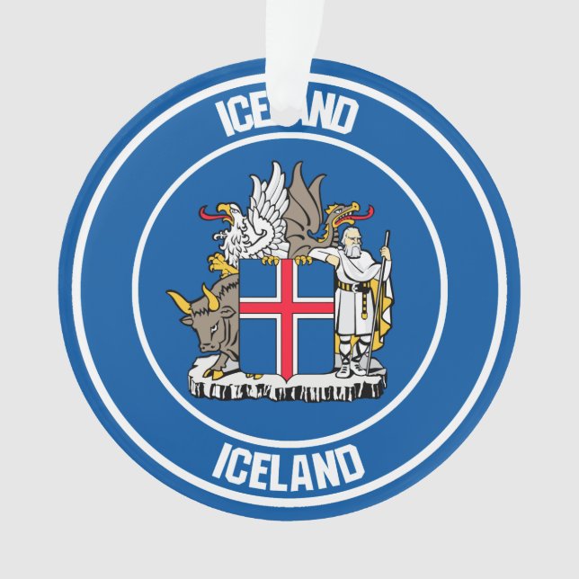 Iceland Round Emblem Ornament (Front)