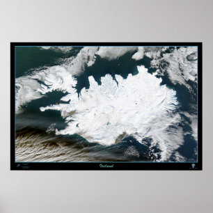 Iceland satellite  poster map photo