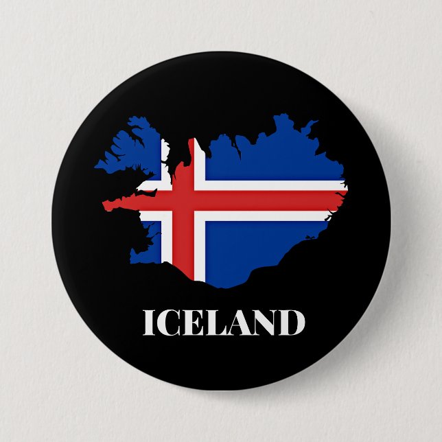 Iceland Silhouette, flag, 7.5 Cm Round Badge (Front)