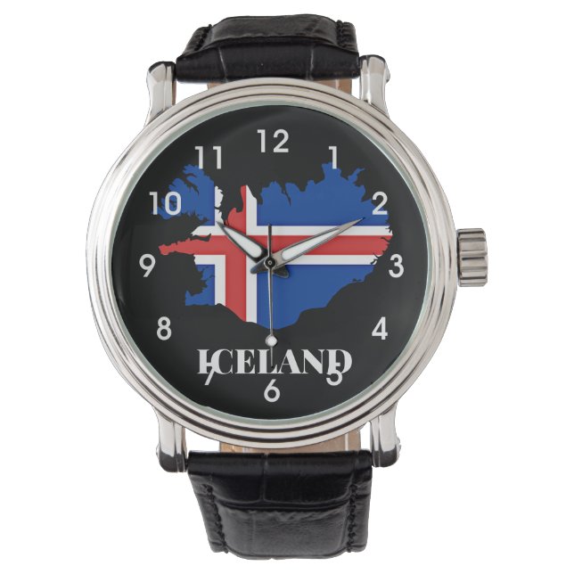 Iceland Silhouette, flag, Watch (Front)