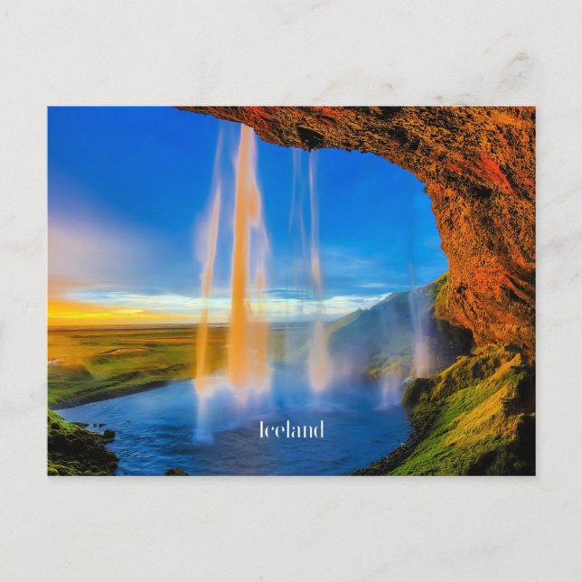 Iceland Skogafoss, beautiful landscape photograph Postcard (Front)