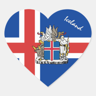Iceland Sticker, Heart, Patriotic Icelandic Flag Heart Sticker