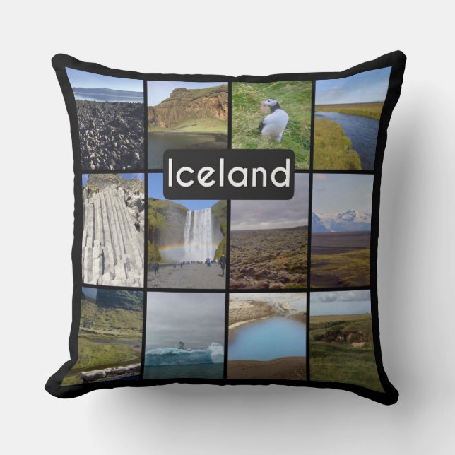 Iceland Summer Landscape Collage Cushion (Front)