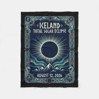 Iceland Total Solar Eclipse 2026 Aurora Borealis Fleece Blanket