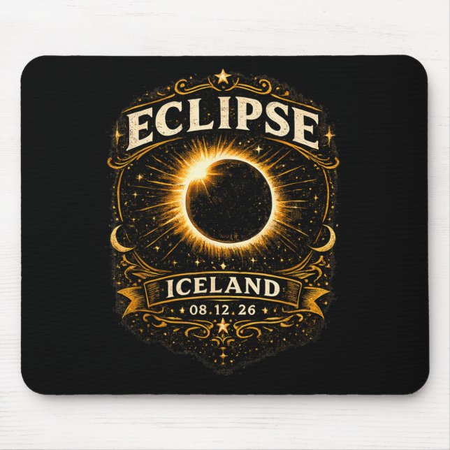 Iceland Total Solar Eclipse 2026 Celestial Eclipse Mouse Pad (Front)