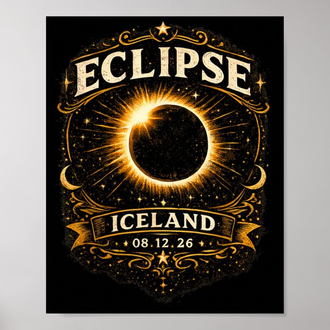 Iceland Total Solar Eclipse 2026 Celestial Eclipse Poster (Front)
