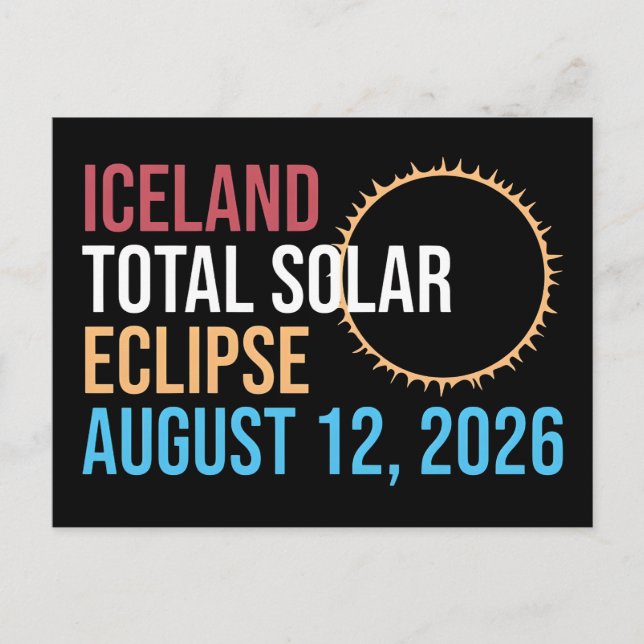 Iceland total solar eclipse august 12 2026 Mug Holiday Postcard (Front)