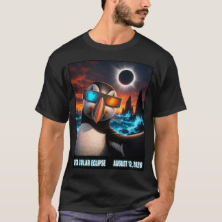 Iceland Total Solar Eclipse August 12 2026 Puffin  T-Shirt
