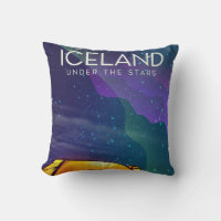 Iceland 'under the stars' vintage travel poster