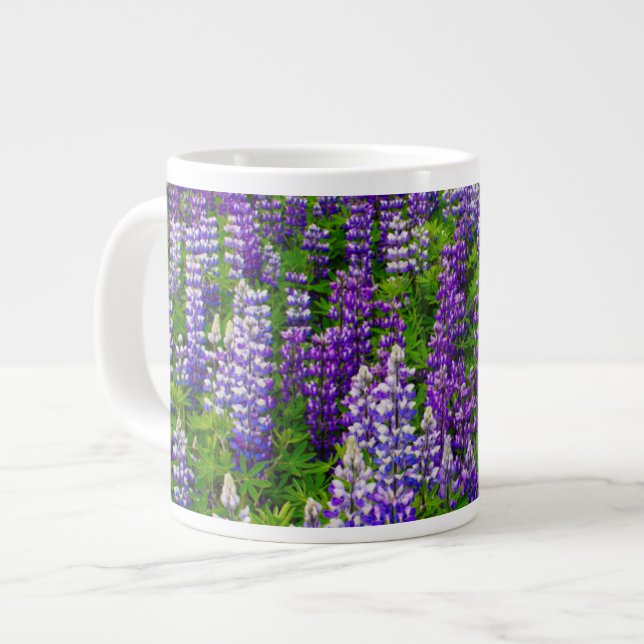 Iceland. Vik i Myrdal. Field of Lupines Large Coffee Mug (Front Left)