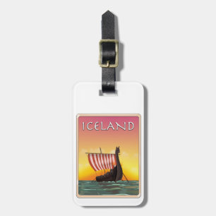 Iceland Viking Travel poster Luggage Tag