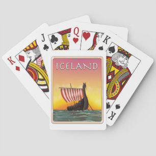 Iceland Viking Travel poster Playing Cards