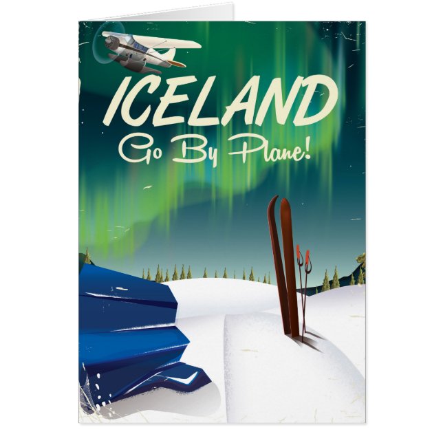 Iceland vintage plane travel poster (Front)