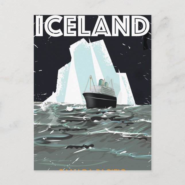 Iceland Vintage Poster Postcard (Front)