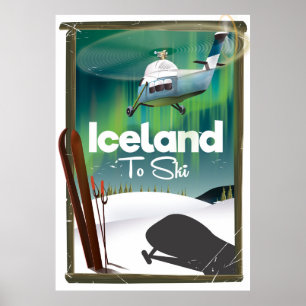 Iceland vintage ski poster