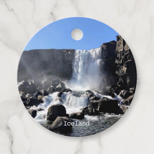 Iceland waterfall - favour tags (Front)