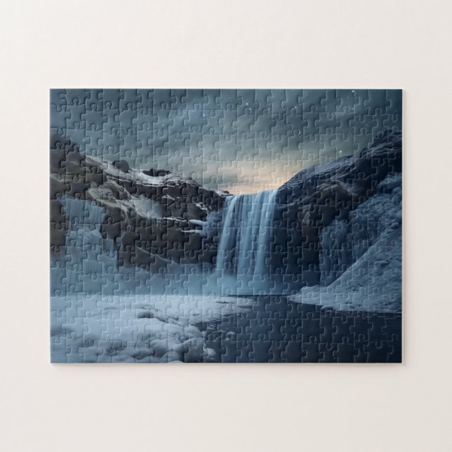 Iceland waterfall landscape jigsaw puzzle (Horizontal)
